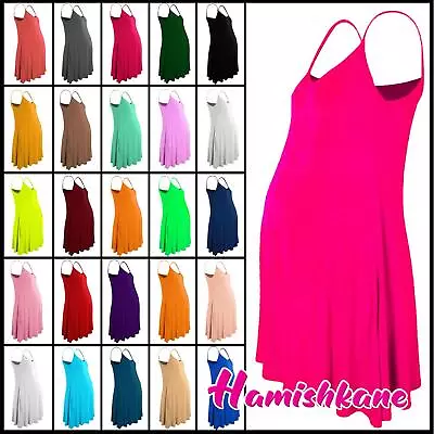 Womens Sleeveless Maternity Dress Camisole Ladies Flared Plain Strappy Cami Top • £7.98