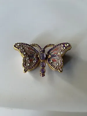 $5.88 • Buy Nobility Purple Bejeweled Butterfly  Trinket Box Vhtf Great Condition