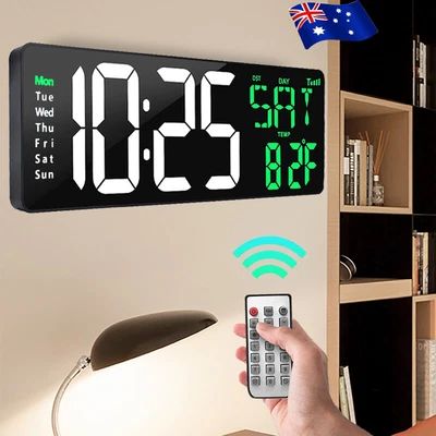 $47.99 • Buy Digital Modern Jumbo Large LED Wall Desk Room Clock Calendar Temperature Date
