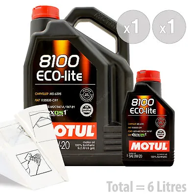 £67.99 • Buy Car Engine Oil Service Kit / Pack 6 LITRES Motul 8100 Eco-Lite 0w-20 6L