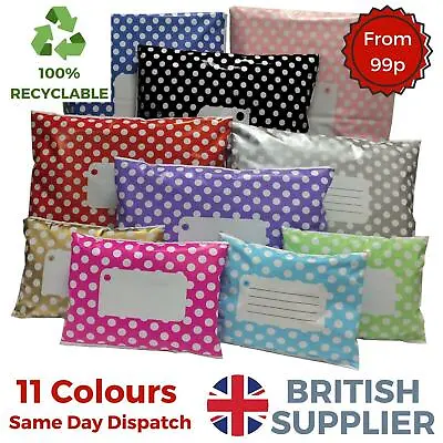 Polka Dot Mailing Bags Postage Postal Poly Printed Coloured Seal All Sizes • £11.39