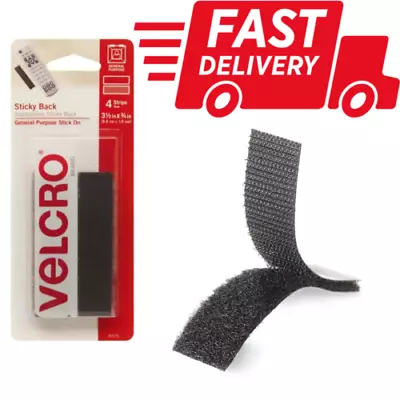 Sticky Back Tape  Self Adhesive Hook Loop Black VELCRO Brand Waterproof • $5.79