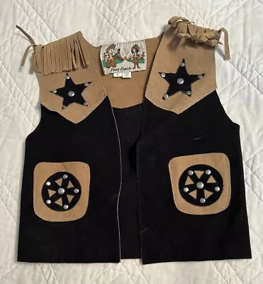 Child’s Sz Small Suede Cowboy Sheriff Vest With Fringe Costume Play • $20