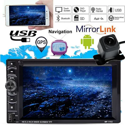 Car Radio FM AM Audio Double Din USB/CD/DVD/MP3 Player Mirror Link For GPS + Cam • $106.62