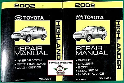 2002 Toyota Highlander Shop Service Repair Maintenance Manual 2 Vol Set • $129.95