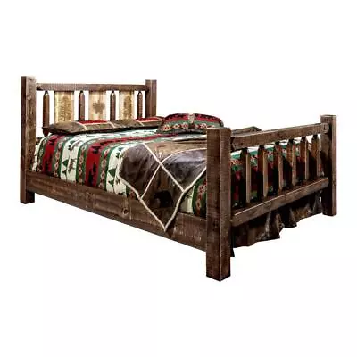 Montana Woodworks Homestead Wood Queen Bed With Pine Tree Design In Brown • $1357.99