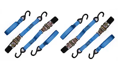 Ratchet Tie Down Motorcycle Strap 4 Pack 1 In. X 10 Ft. Blue1300lbs 1x10 600Kg • $18.53