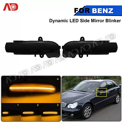 Sequential LED Side Mirror Turn Signal Light For 2000-07 Mercedes W203 Smoked US • $49.49