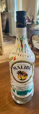 Malibu Caribbean Rum Coconut Liqueur  Limited Edition Empty Glass Bottle W/cap • $12