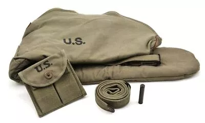 WW2 .30 M1 CARBINE SLING OILER BUTTSTOCK POUCH & FLEECE CASE OD Dated 1944 • $69.99