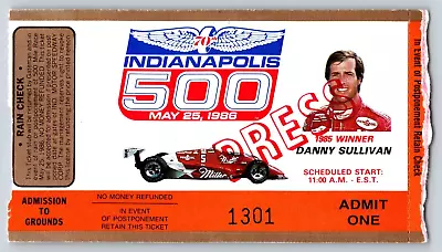 1986 Indianapolis 500  Press  Ticket Stub Racing IMS Danny Sullivan #1301 • $16.99