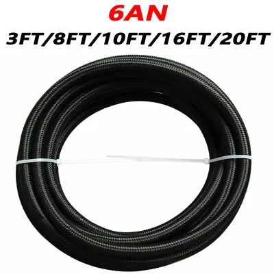 6AN 3/8  Fuel Line Hose Braided Stainless Steel Oil Gas CPE Black 10FT/20FT • $17.88