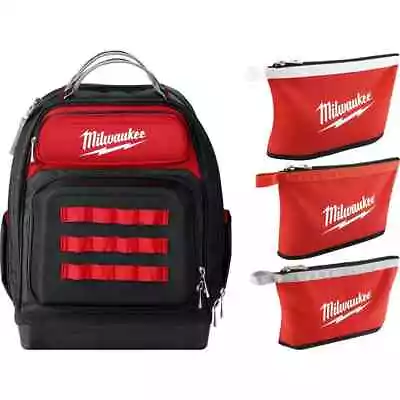 Milwaukee Jobsite Backpack 15-Inch Zipper Tool Bag Storage Polyester (3-Pack) • $147.35