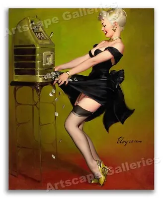  Jackpot  Vegas Vintage Style Elvgren Sexy Blonde PinUp Girl Poster - 16x20 • $12.95