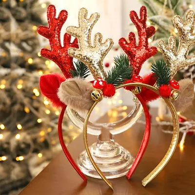 Christmas Shiny Reindeer Deer Antler Headband Hair Band Costume Xmas Party Props • $3.75