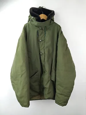 VTG LL BEAN Sz 44 XL TALON Men Army Green Insulated N-3B Hooded Jacket Parka • $119