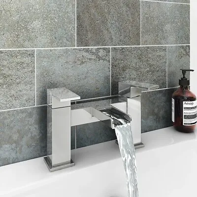 £31.50 • Buy Luxury Bathroom Waterfall Square Chrome Bath Filler Shower Mixer Tap Brass Set