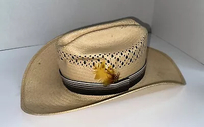 VTG JOHN B. STETSON ROADRUNNER BRYANTCOTE HAT 7 5/8 USA UNION MADE Straw Woven • $59.99