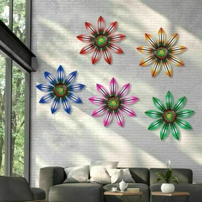 £5.99 • Buy Metal Flower Wall Art Sculpture Outdoor Hanging Ornament Garden Decor Crafts