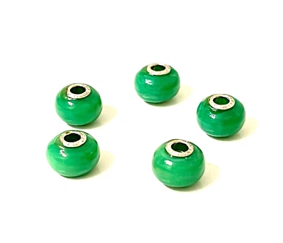 £38.87 • Buy Amore & Baci Italy 925 Sterling Silver Green Bead Bracelet Charms 5 Pcs Set