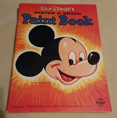 Vntg 1955 Walt Disney’s Sketch A Graph Paint Coloring Book Ohio Art Mickey Mouse • $9.99