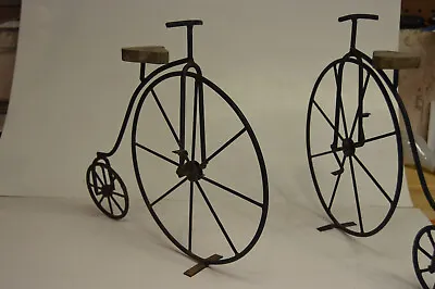 3-Miniature High Wheel Bikes -Black Round Metal Art Decore-14  X 11 -Nice • $39.95