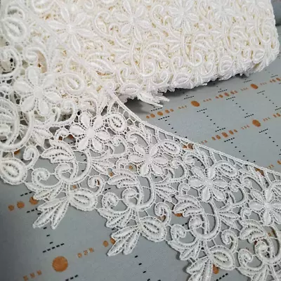 4.75  Wide Ivory Floral Venise Lace Fabric Trim  Sold By The Yard #1890 • $6