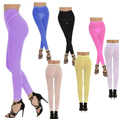 US Sexy Women Mesh Lingerie Stretch Sheer See-through Long Pants Tights Trousers • $6.29