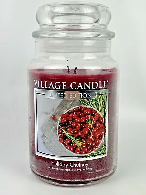 Village Candle Limited Edition Holiday Chutney Cranberry Apple Large 21.25  • $30
