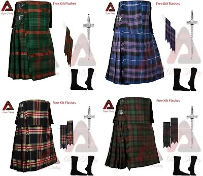 Scottish Handmade Kilt Highland Tartan Kilt Men's Traditional Custom Size Kilts • $52.24