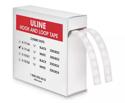 Uline Hook And Loop Dots Combo Pack Adhesive Back- 1/2  White - 200 Sets Per Box • $9.99