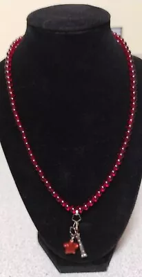 Vintage The Wright Jewelry Italian Murano Cranberry Cherry Red Beads 925 • $39.99