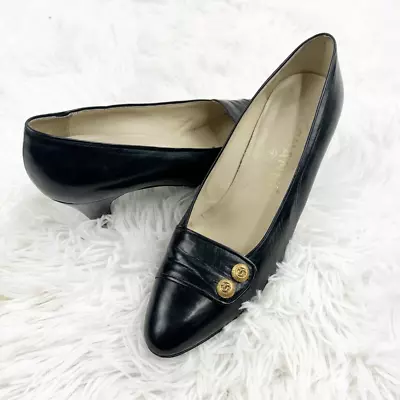 Chanel Vintage 1990’s CC Round Toe Leather Pump Shoes 7 • $275