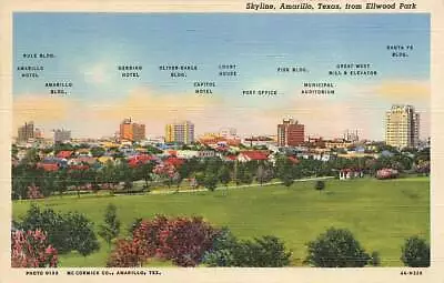 Skyline From Ellwood Park Amarillo TX Texas Linen VTG P118 • $3.99