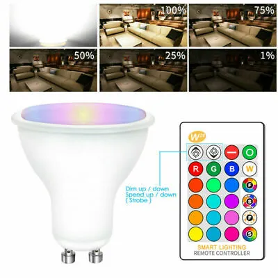 5W GU10 RGB Smart Bulb 16 Colour LED Changing Light Lamp IR Remote Spot Control • £4.99