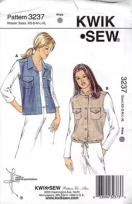 KWIK SEW 3237 MISSES DENIM STYLE SLEEVELESS JACKET SEWING PATTERN Sz XS-XL *NEW* • $12