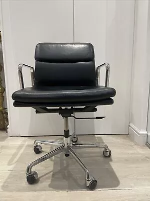 VINTAGE EAMES ICF FOR HERMAN MILLER BLACK LEATHER SOFT PAD GROUP CHAIR 10 Av • £595