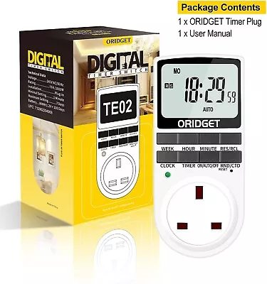 £14.99 • Buy Electrical Timer Plug Socket Digital 18 On Off Programs Countdown UK 13A 240V