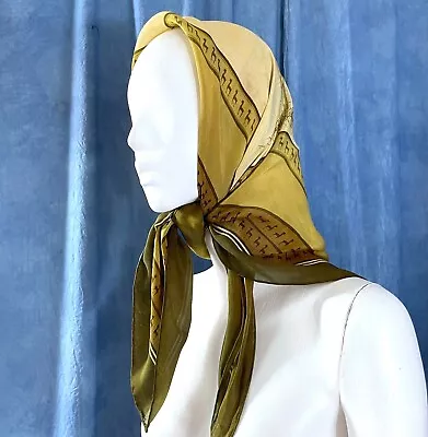 Vintage 1970's Scarf Silk Head Wrap Deer And Fawn Square Large Accessory Apollo • $45