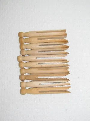 10 Vintage Wood Clothesline Push Pins Round Head Very Good Condition Crafts • $6.50