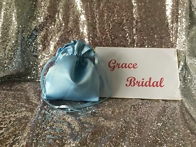 £5.99 • Buy ICE BLUE SATIN DOLLY BAG BRIDESMAID PROM FLOWER GIRL  **free Swatches**