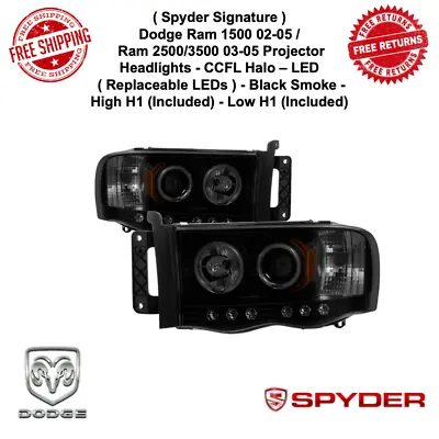 Spyder CCFL Halo Projector Headlights For 02-05 Ram 1500/2500/3500 Black Smoke • $326.21