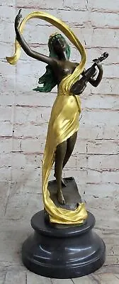 Abstract Modern Art Female Violin Fidler Player Bronze Sculpture Nude Statue • $209.50