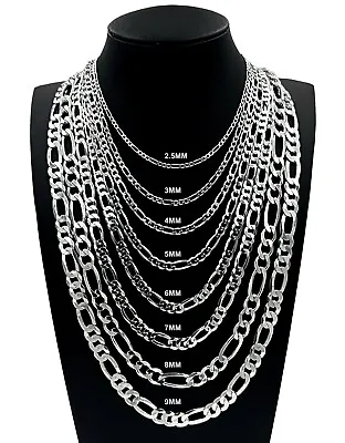 Real 925 SOLID Sterling Silver FIGARO LINK Chain Necklace Or Bracelet ITALY • $14.99