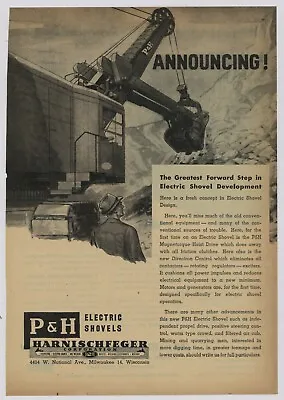 1944 P&H Harnischfeger Electric Shovels Ad: Magnetorque Hoist Drive Introduction • $17.76