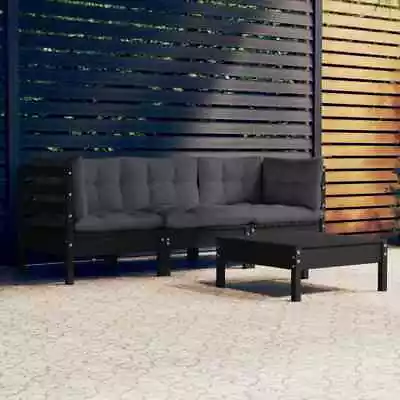 VidaXL 4 Piece Garden Lounge Set With Anthracite Cushions Pinewood AUS • $752.41