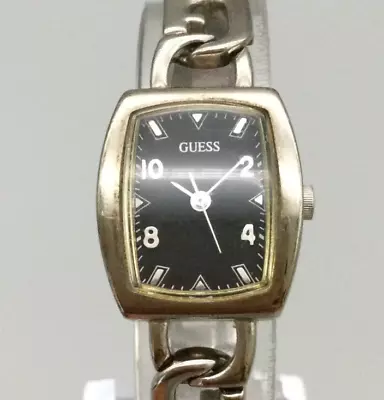 Vintage Guess Watch Women 20mm Silver Tone Black Dial 1997 New Battery 6.5  • $22.49