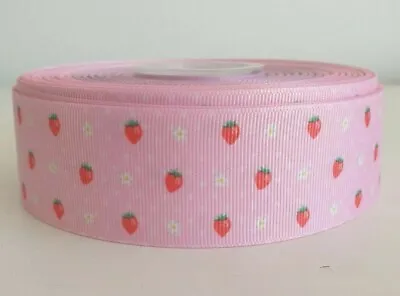  1 YARD Strawberries Grosgrain Ribbon 38mm Craft Cake Decor • £3