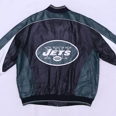 C4246 VTG New York Jets Football Letterman Varsity Leather Jacket Size XL • $29.99