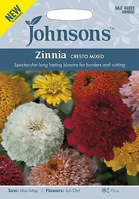 Johnsons Seeds - Pictorial Packet - Zinnia Cresto Mix - 30 Seeds • £4.15